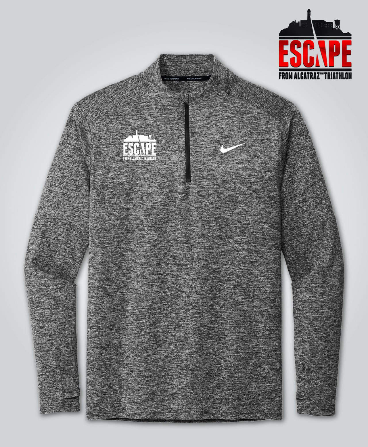 EFAT NIKE 1/2 Zip Pullover, Heathered Black