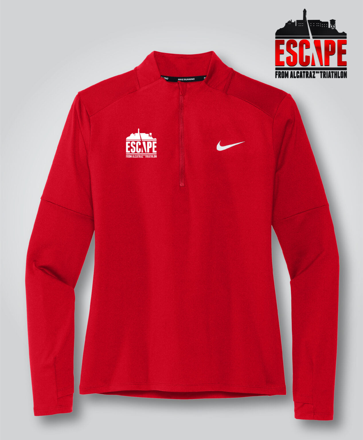 Ladies Nike Quarter Zip Long Sleeve Shirt, Red