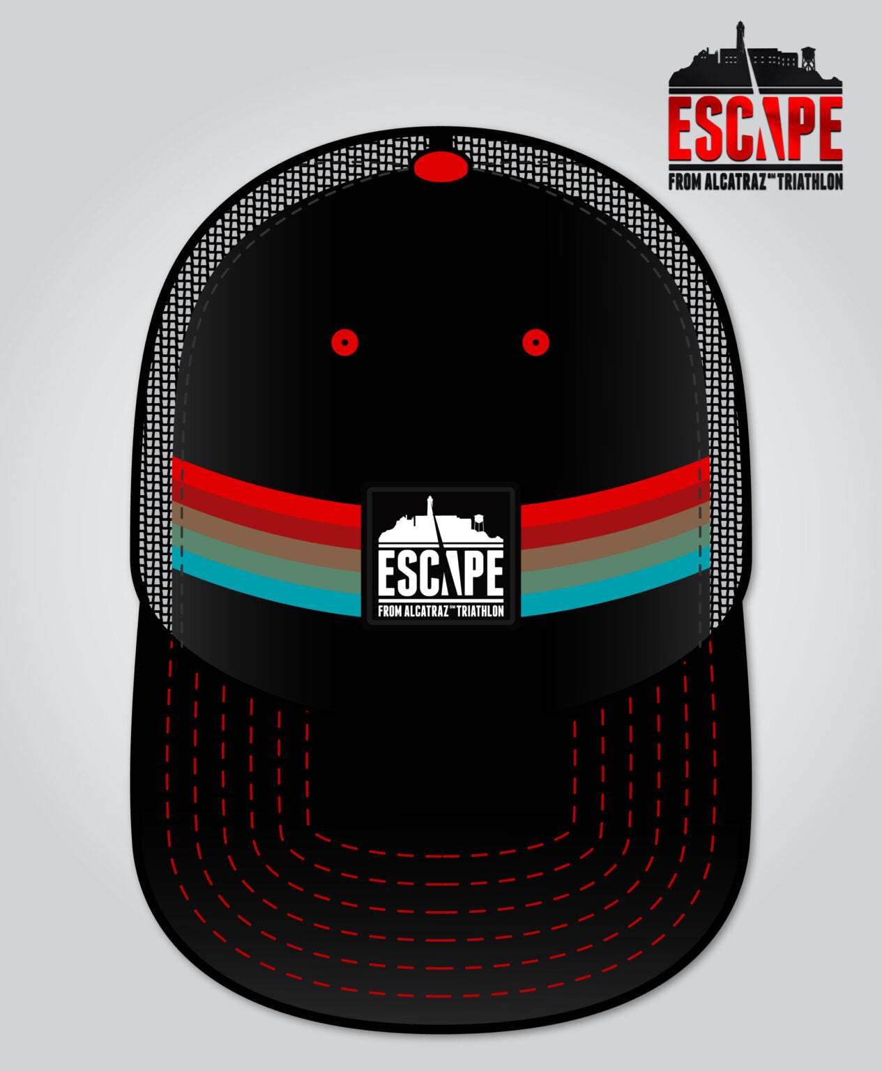 EFAT Black Multi-Stripes Trucker Cap