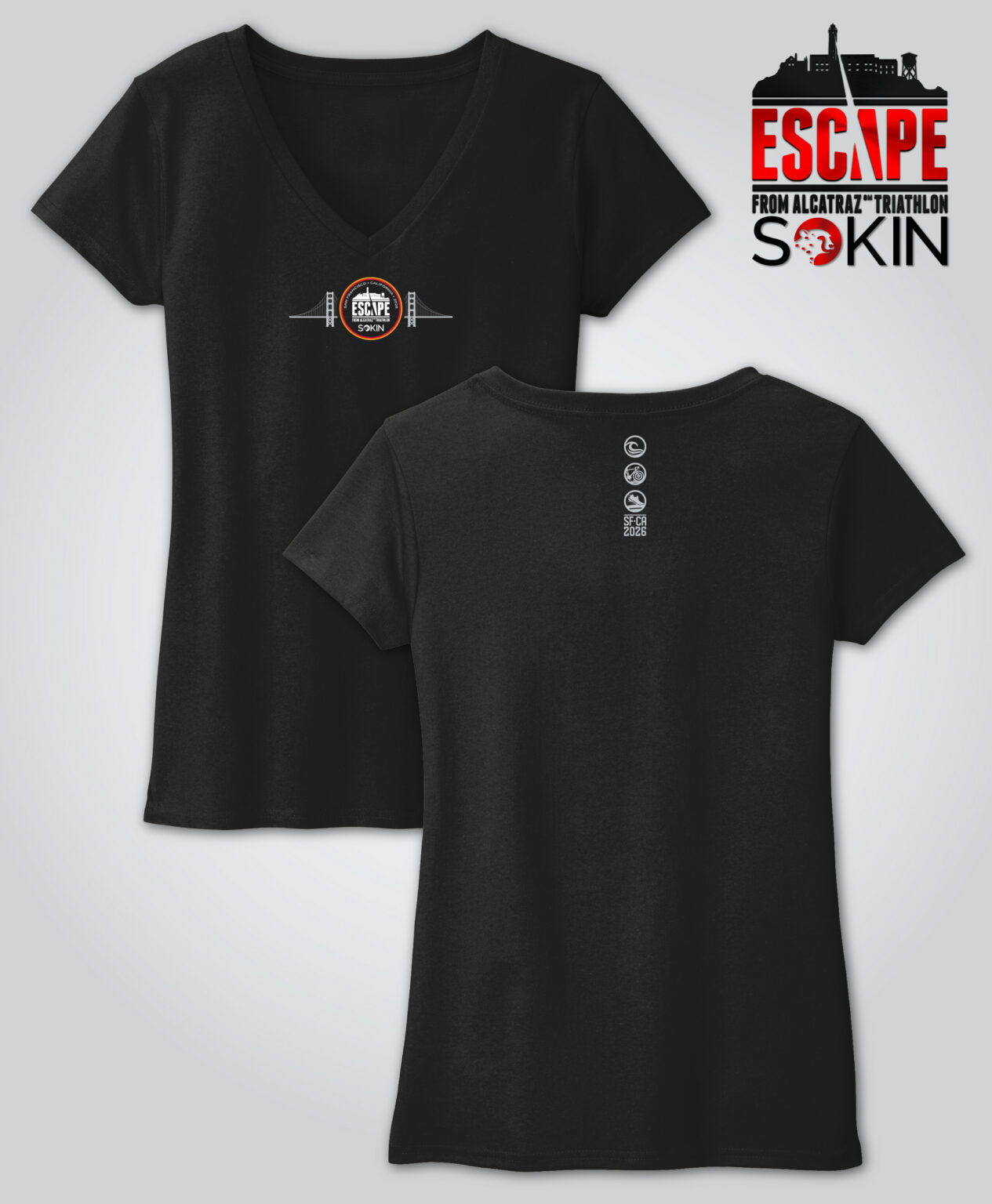 Escape 2026 Ladies Bridge V-Neck Tee -Black
