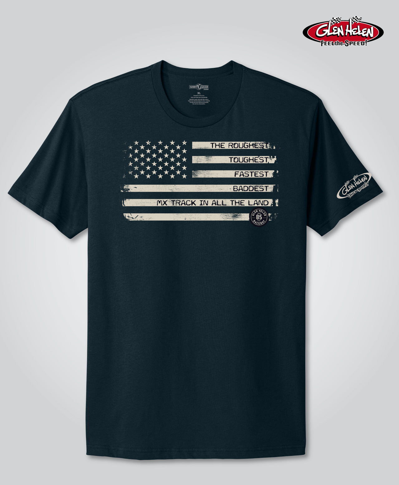 Glen Helen Roughest Toughest Flag Tee, Midnight Navy