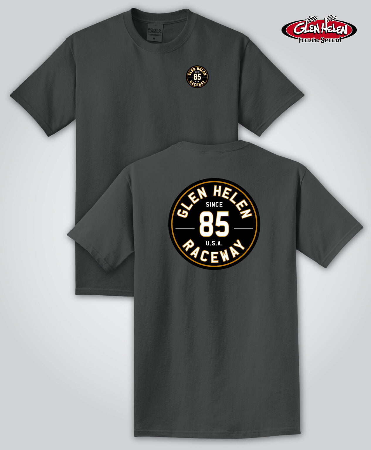 Glen Helen 85 Gold Shimmer Tee, Charcoal