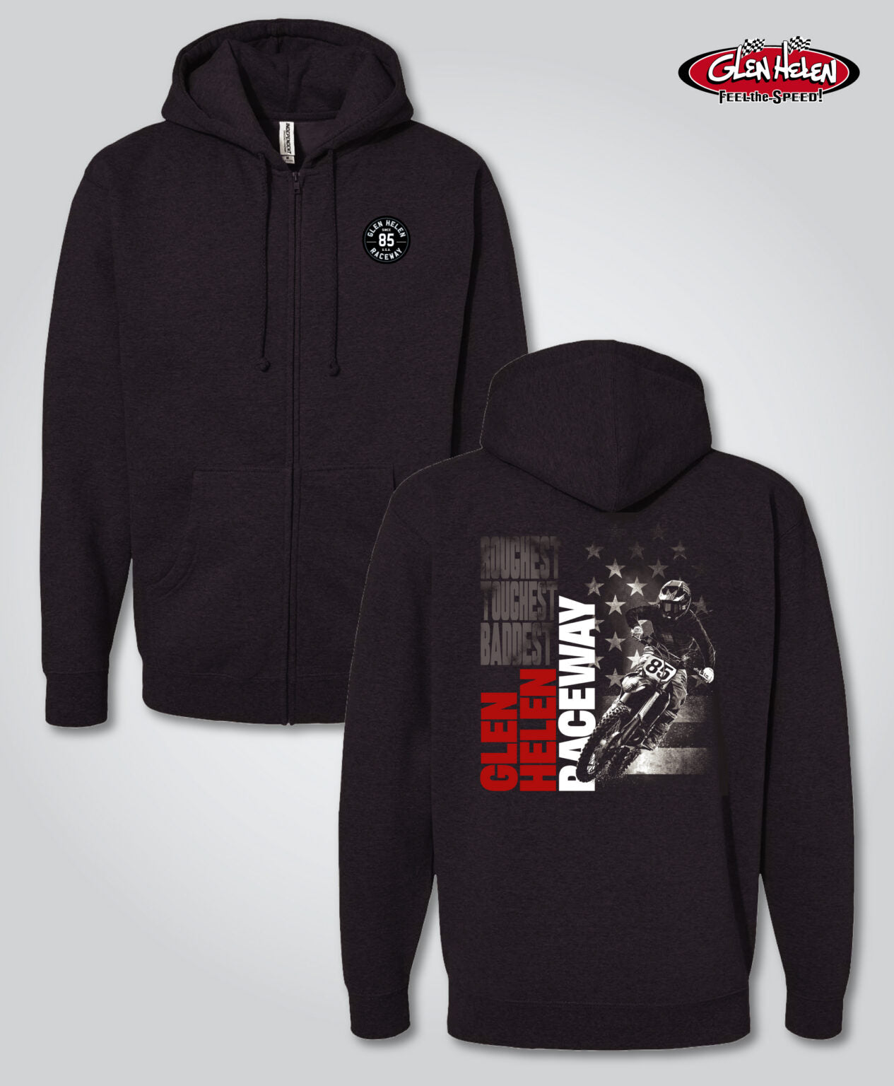 Glen Helen Spring Moto Zipper Sweatshirt, Charcoal Heather