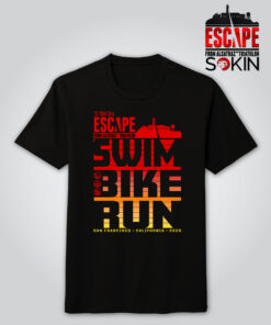 Sunset Swim Bike Run Escape Tee Shirt -Black
