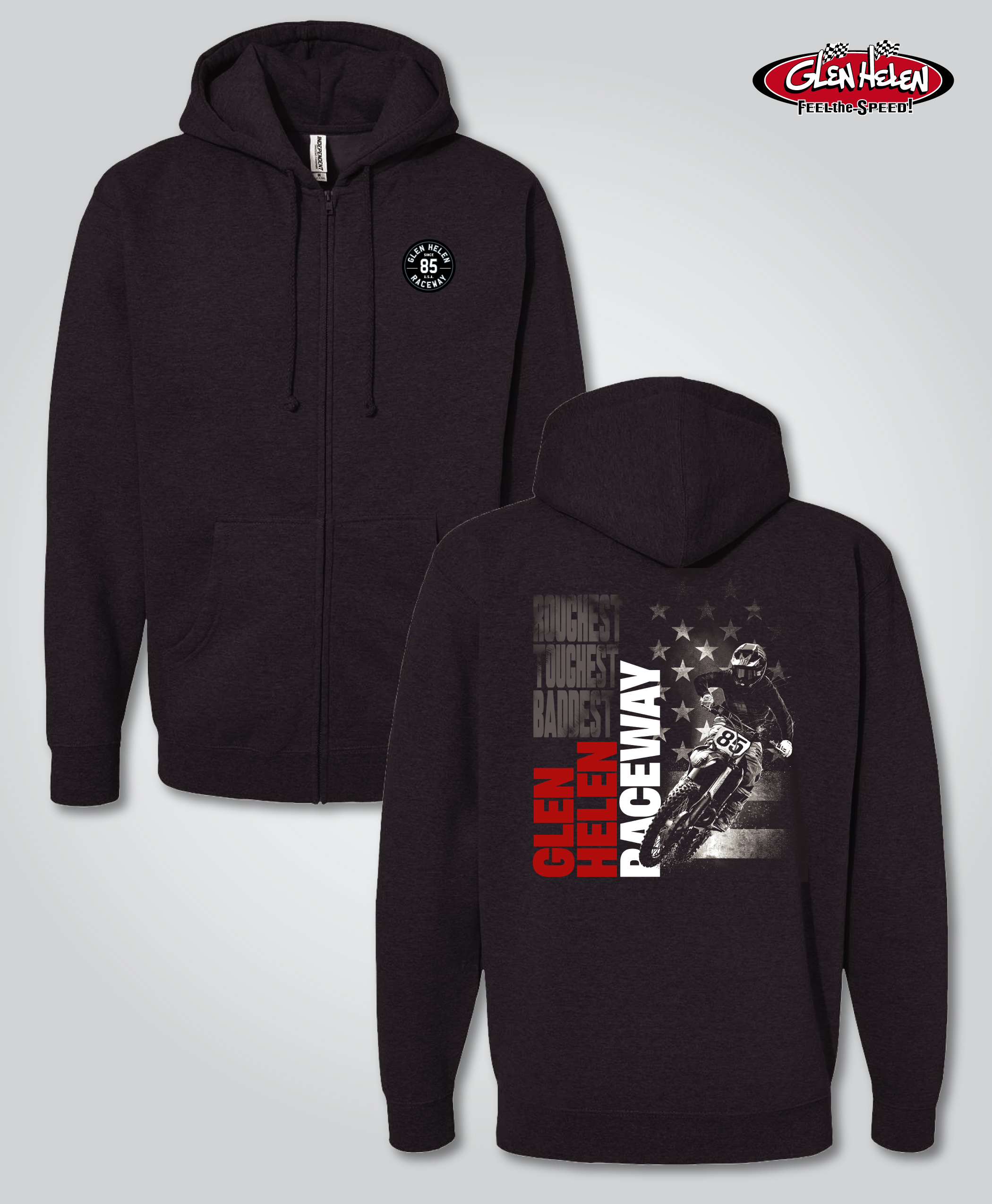 Glen Helen Spring Moto Zipper Sweatshirt, Charcoal Heather