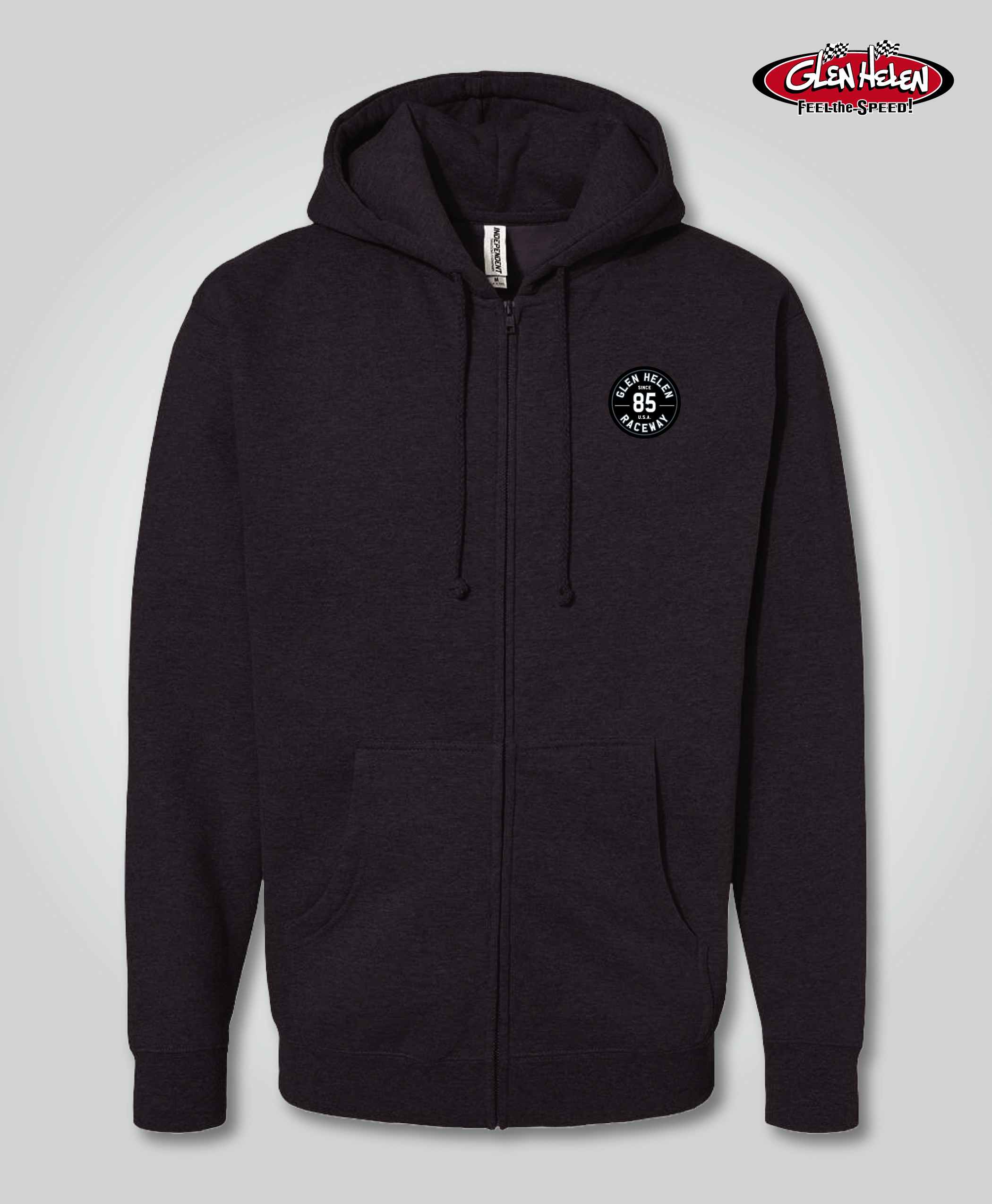 Glen Helen Spring Moto Zipper Sweatshirt, Charcoal Heather - Image 3