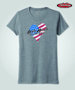 Ladies Heart American Flag Tee, Heather Gray